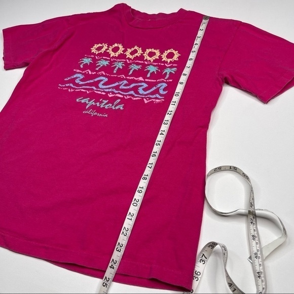 Vintage Tee Shirt Tourist Capitola California Beach Summer Vacation Pink Surf - Picture 10 of 14